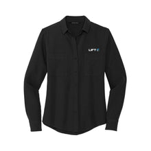 Load image into Gallery viewer, LIFT logo - MERCER+METTLE Women&#39;s Stretch Crepe Long Sleeve Camp